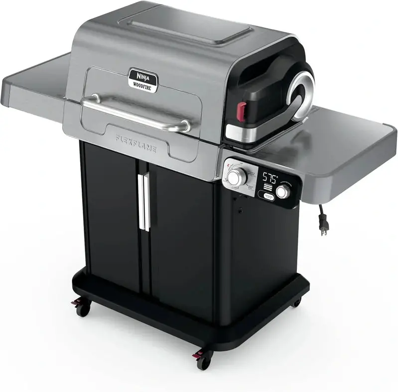 Ninja FlexFlame PG301 Grill & Smoker – 5-in-1 Electric/Propane System with Digital Controls, Griddle, and Pizza Function