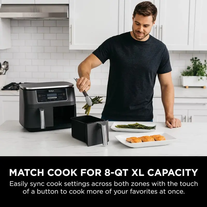 Ninja Foodi DualZone 8-Quart Air Fryer – Two-Basket Design with Six Cooking Functions