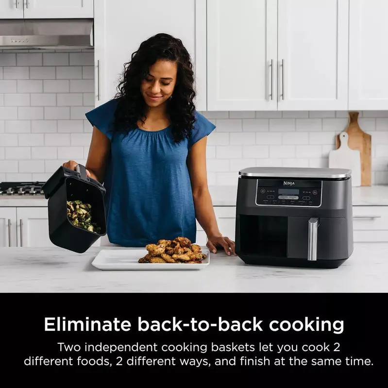 Ninja Foodi DualZone 8-Quart Air Fryer – Two-Basket Design with Six Cooking Functions