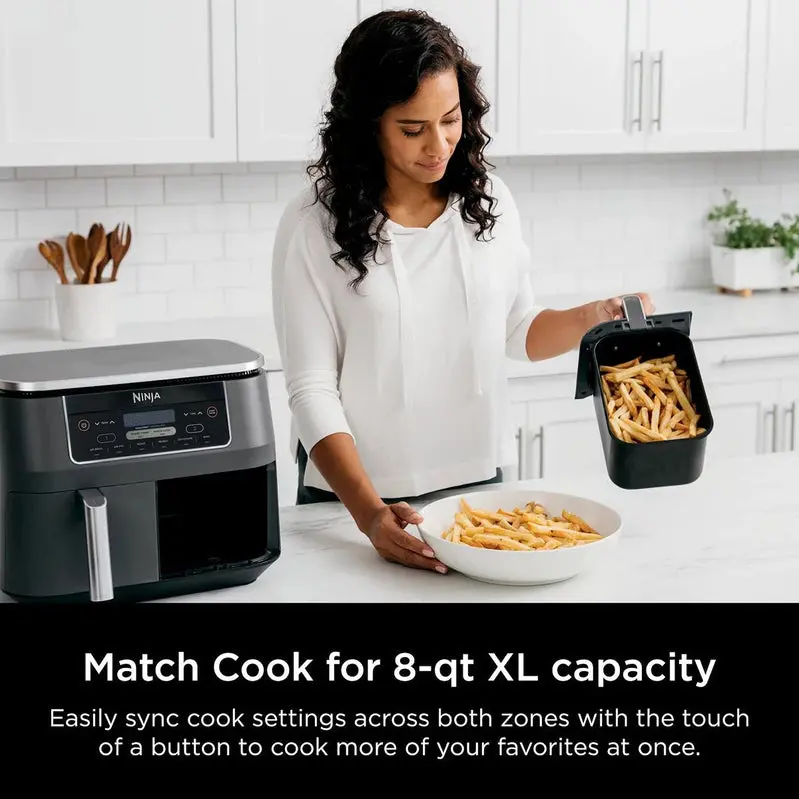 Ninja Foodi DualZone 8-Quart Air Fryer – Two-Basket Design with Six Cooking Functions