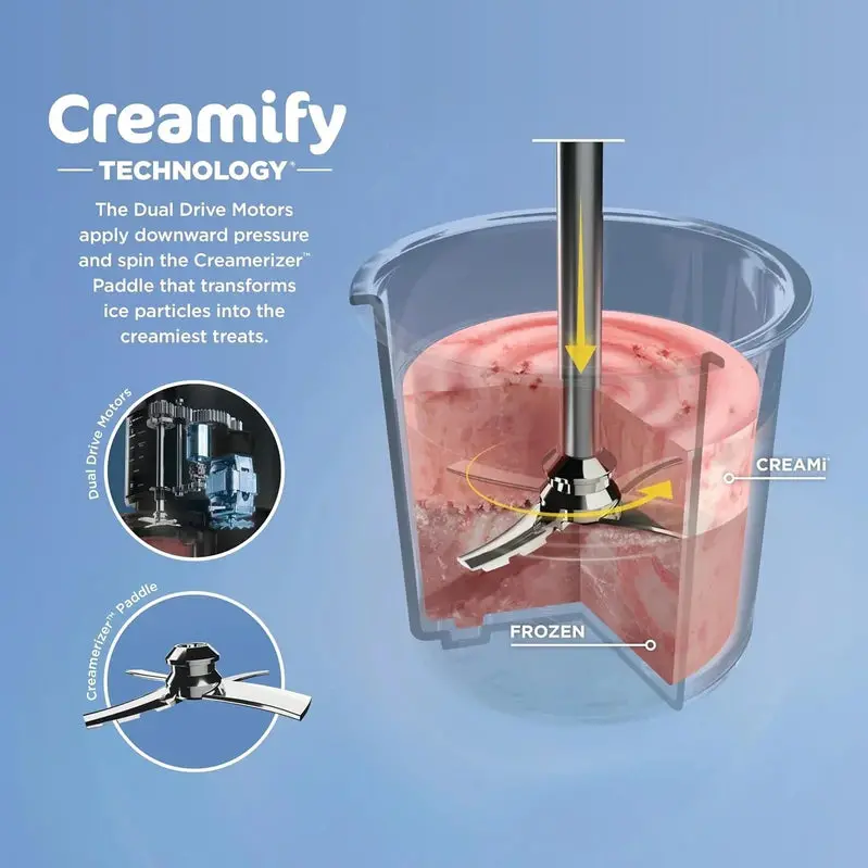 Ninja NC301 CREAMi Ice Cream Maker – 7 One-Touch Programs for Gelato, Sorbet, Milkshakes & Smoothie Bowls, Includes 2 Pint Containers, Silver