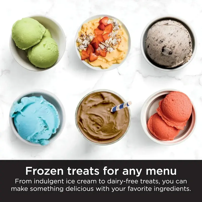Ninja NC301 CREAMi Ice Cream Maker – 7 One-Touch Programs for Gelato, Sorbet, Milkshakes & Smoothie Bowls, Includes 2 Pint Containers, Silver