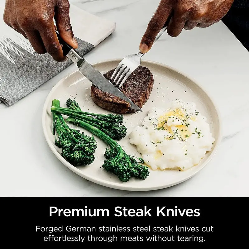 Ninja NeverDull Premium 17-Piece Knife System – Self-Sharpening Block, Ergonomic Handles, Stainless Steel/Black Finish