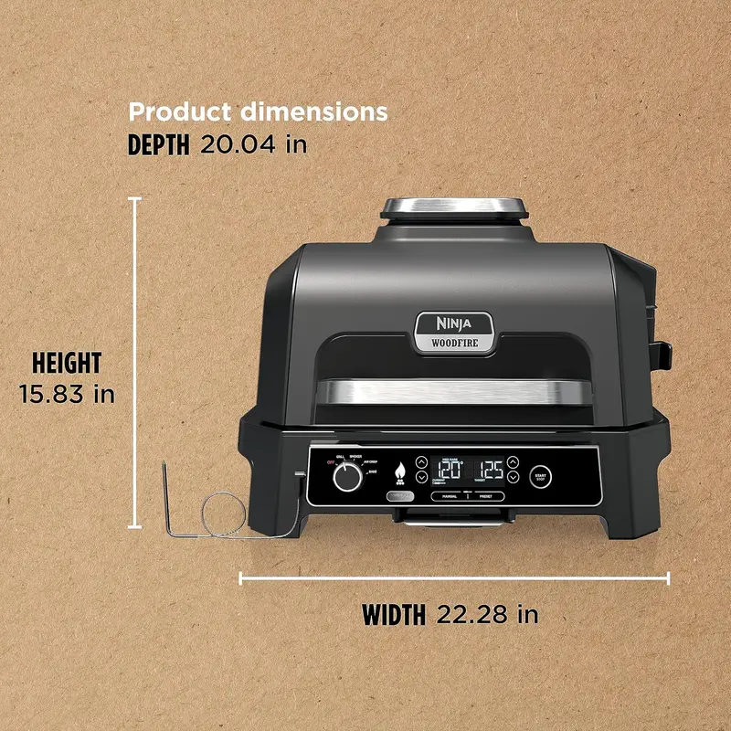 Ninja Woodfire Pro XL 4-in-1 Outdoor Grill & Smoker with Built-in Thermometer and Air Fryer