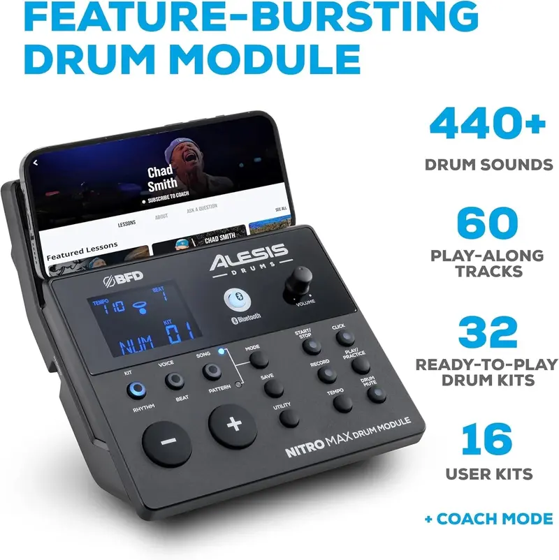 Nitro Max Electric Drum Kit – Bluetooth-Enabled Mesh Pad Set with Realistic Feel and Studio-Quality Sound