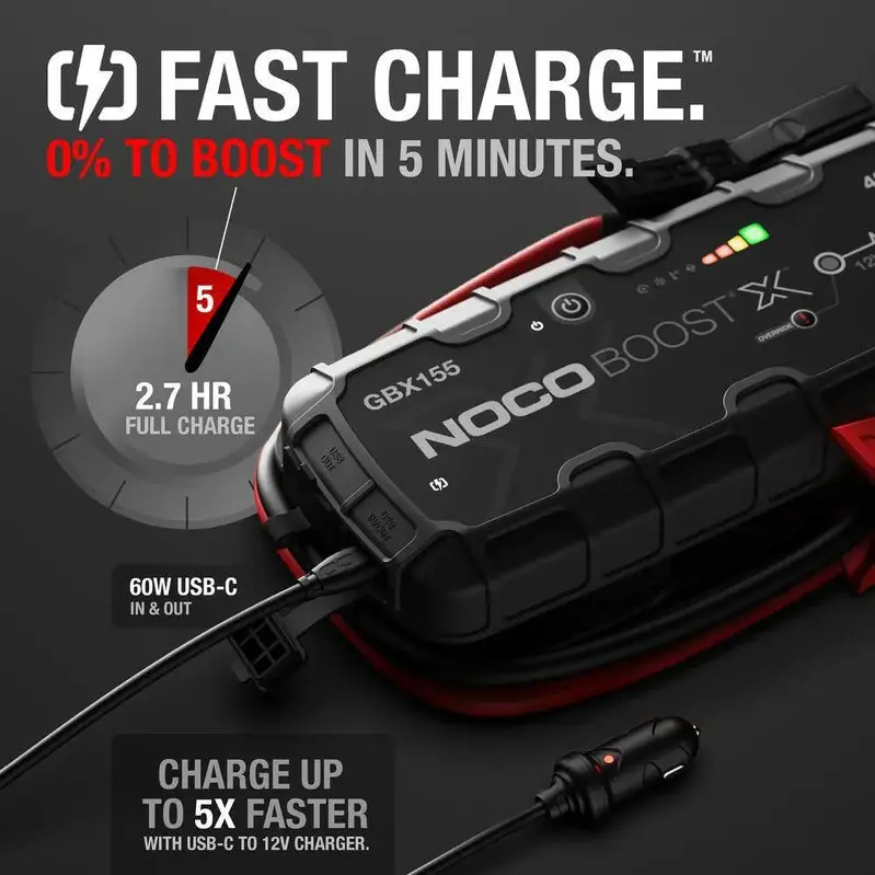NOCO GBX155 Boost X Lithium Jump Starter – 12V, 4250 Amp, Ultra-Compact Portable Power Pack