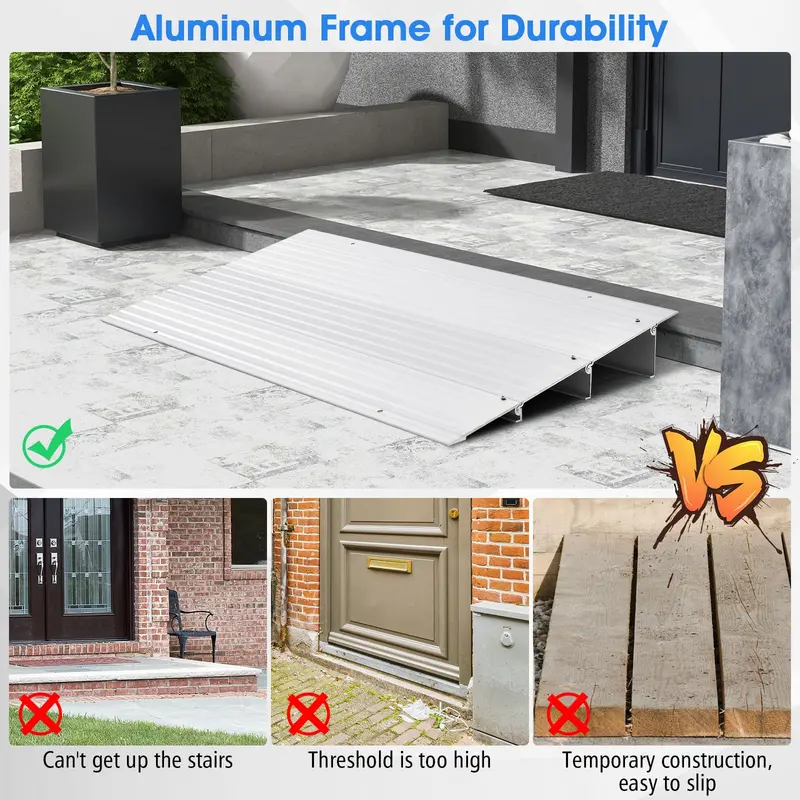Non-Slip Doorway Threshold Ramp – 3-Inch Rise for Smooth Transitions