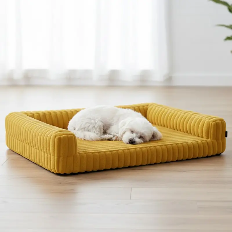 Non-Slip Orthopedic Pet Bed with Memory Foam Core, Bolsters, and Zippered Cover