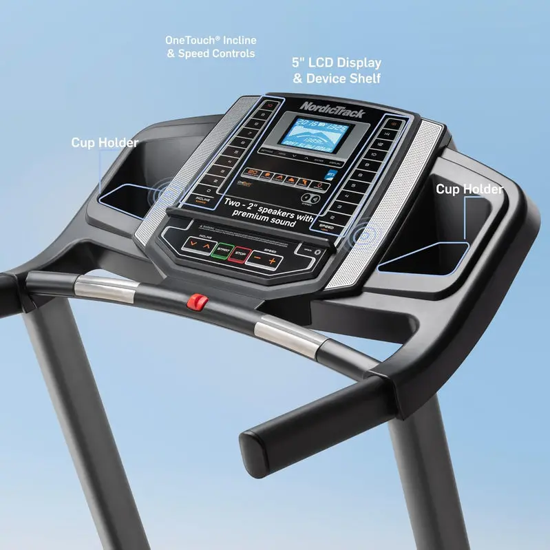 NordicTrack T-Series Treadmill – Space-Saving Design, Adjustable Incline, Bluetooth Connectivity, Home Fitness Console