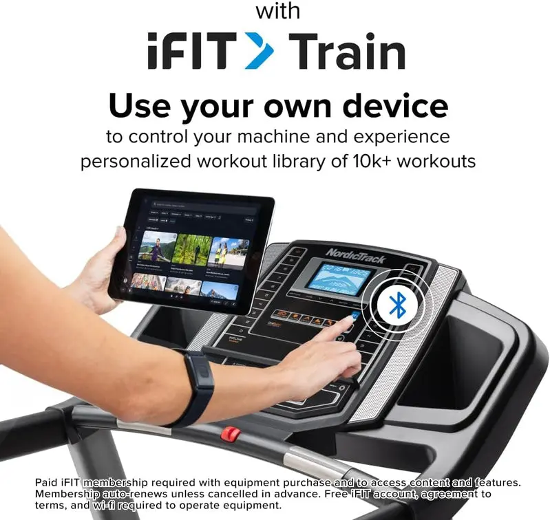 NordicTrack T-Series Treadmill – Space-Saving Design, Adjustable Incline, Bluetooth Connectivity, Home Fitness Console