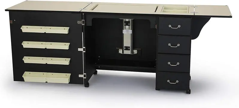 Norma Jean 353 Sewing Cabinet – Adjustable Airlift Craft Station for Quilting, Cutting & Storage (Black)