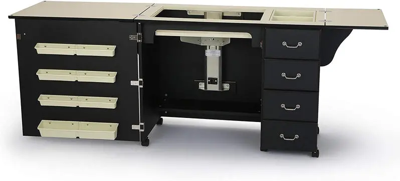 Norma Jean 353 Sewing Cabinet – Adjustable Airlift Craft Station for Quilting, Cutting & Storage (Black)