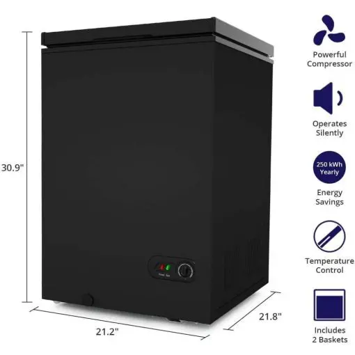 Northair 3.5 Cu Ft Compact Chest Freezer – Quiet Operation, 7-Tier Temp Control, Dual Baskets