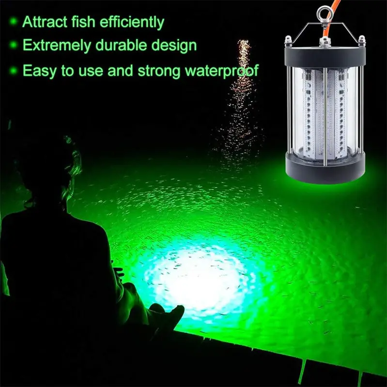 NS 500W Underwater Fishing Light – 35,000 Lumens, IP68 Waterproof, AC110V Night Fish Attractor for Boats & Docks