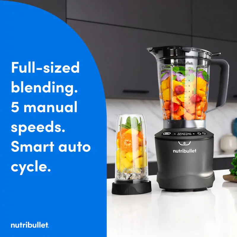 nutribullet SmartSense Blender Combo – 1400W High-Performance Motor, Gunmetal Finish, Precision Blending Technology