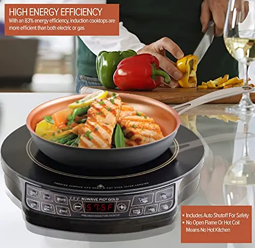 Nuwave Gold Precision Induction Cooktop – 8-Inch Large Heating Zone, Rapid Boil & Simmer Control, Sleek Black Surface