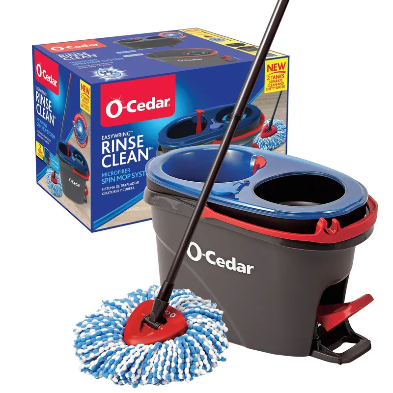 O-Cedar EasyWring Microfiber Spin Mop with Rinse-Clean Bucket