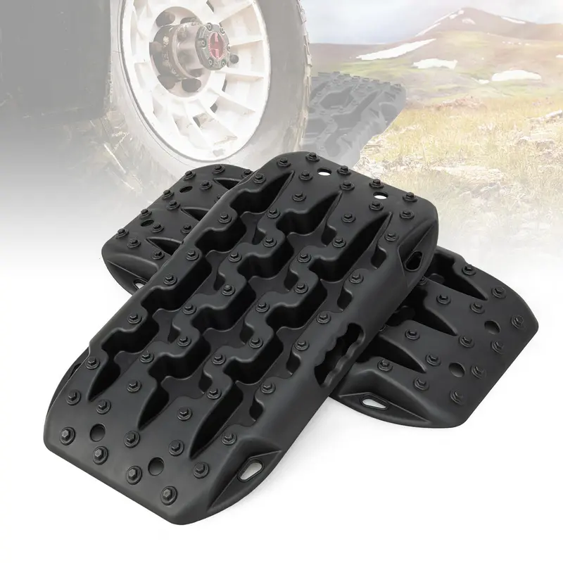 Off-Road Recovery Traction Mats, Dual-Piece 4x4 Heavy-Duty Grip Tracks