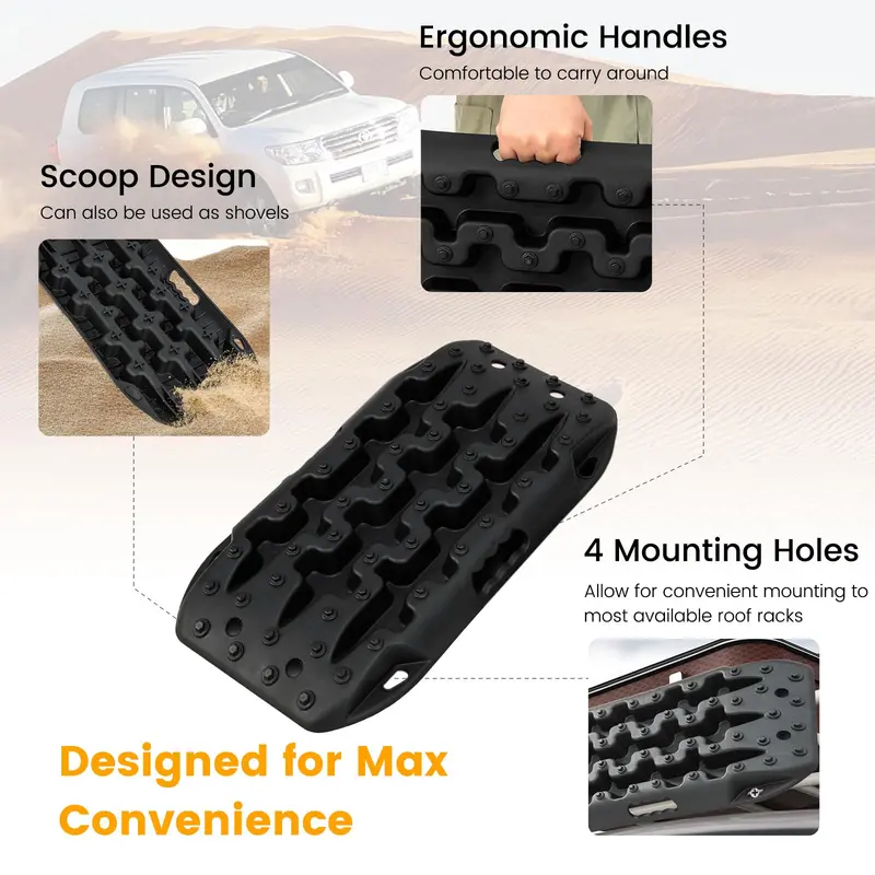 Off-Road Recovery Traction Mats, Dual-Piece 4x4 Heavy-Duty Grip Tracks 2