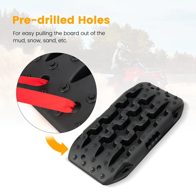 Off-Road Recovery Traction Mats, Dual-Piece 4x4 Heavy-Duty Grip Tracks