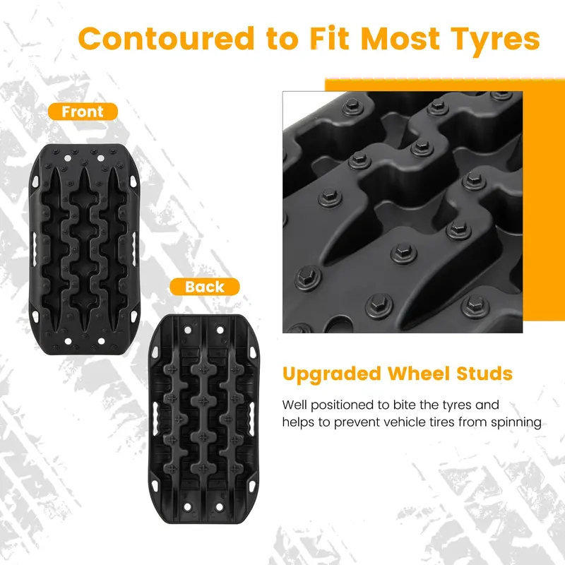Off-Road Recovery Traction Mats, Dual-Piece 4x4 Heavy-Duty Grip Tracks