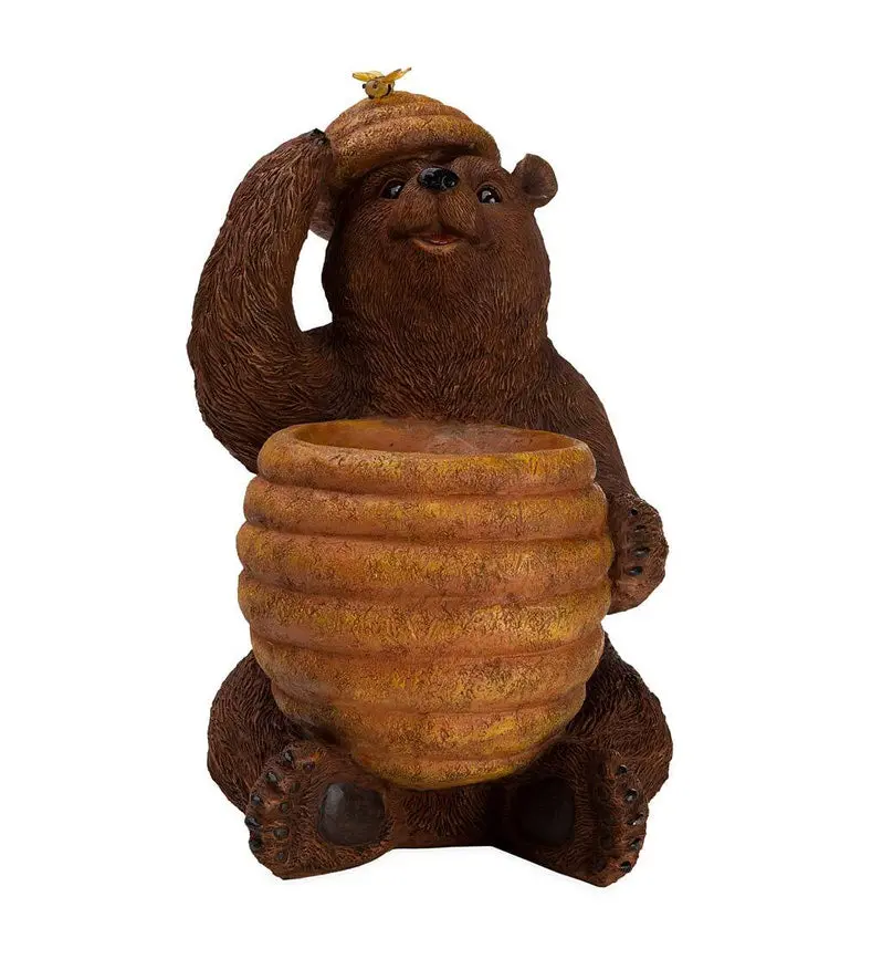Oh Honey Solar-Powered Birdbath Fountain – Bear and Beehive Design