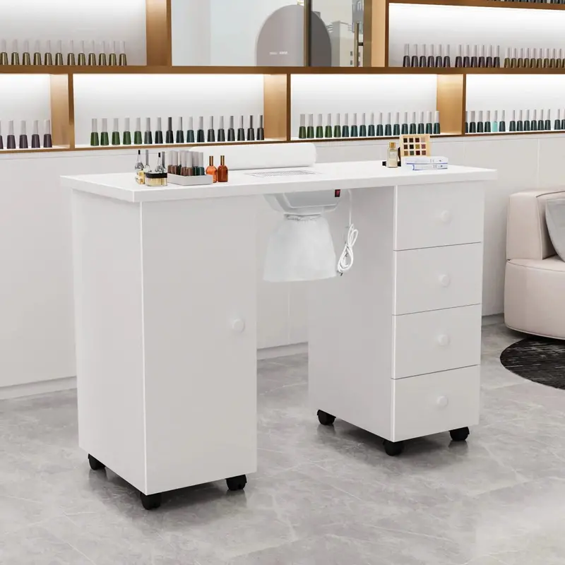 OmySalon Professional Manicure Desk with Electric Downdraft Ventilation System