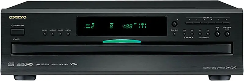 Onkyo DXC390 Black 6-Disc CD Changer with Front-Loading Tray