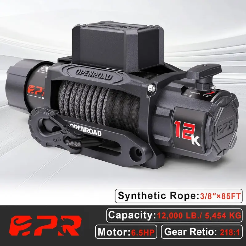 OPENROAD 12,000-Lb Electric Winch with Synthetic Rope & Dual Wireless Remotes