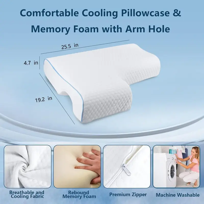 Orthopedic Cuddling Pillow for Couples – Memory Foam with Arm Tunnel Support