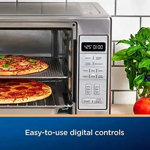 Oster Extra-Large Air Fryer Toaster Oven – 10-in-1 Functions, Fits Two 14-Inch Pizzas, Stainless Finish