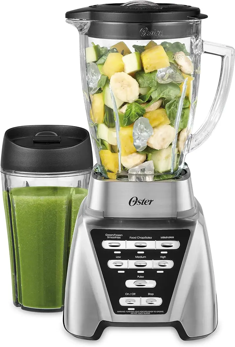 Oster Pro 1200 Blender with Glass Pitcher & 24-Oz Smoothie Cup – Brushed Nickel Finish