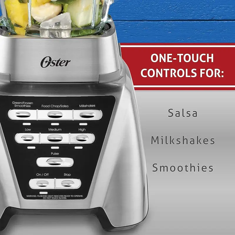 Oster Pro 1200 Blender with Glass Pitcher & 24-Oz Smoothie Cup – Brushed Nickel Finish