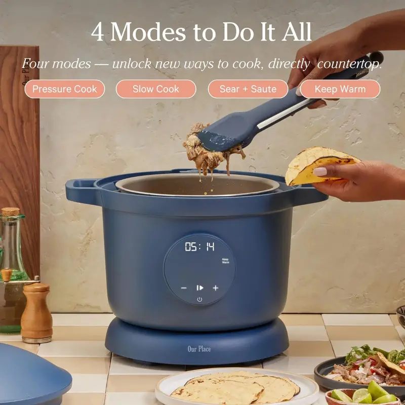Our Place Dream Cooker – 6-Quart Smart Multicooker with Pressure, Slow, Sear & Keep-Warm Modes, Blue Salt Finish