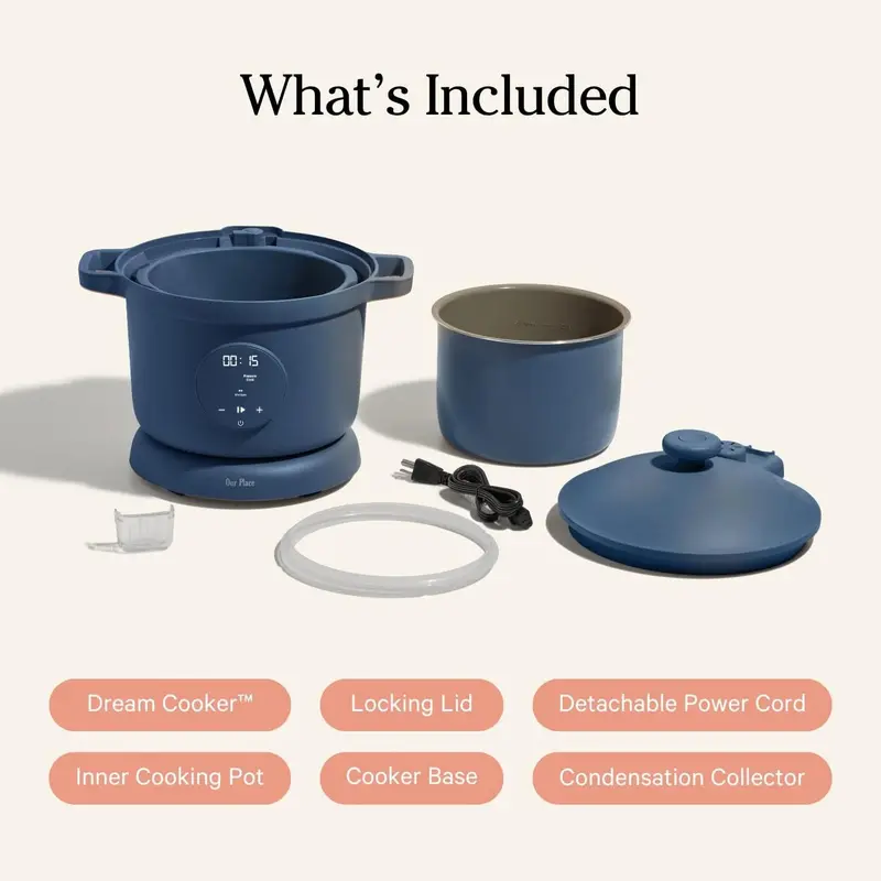 Our Place Dream Cooker – 6-Quart Smart Multicooker with Pressure, Slow, Sear & Keep-Warm Modes, Blue Salt Finish