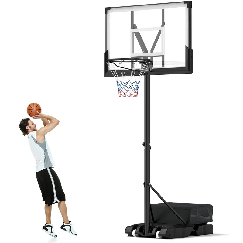 Outdoor Adjustable Basketball Hoop – 4.1–10 ft Height Range, 45" Shatterproof Polycarbonate Backboard