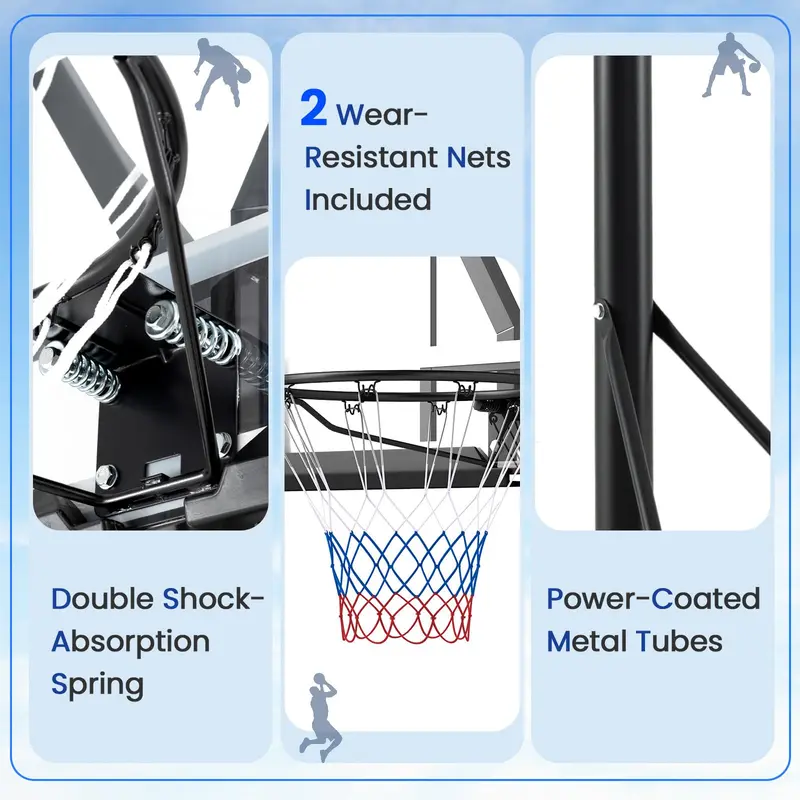 Outdoor Adjustable Basketball Hoop – 4.1–10 ft Height Range, 45" Shatterproof Polycarbonate Backboard