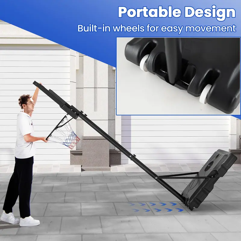 Outdoor Adjustable Basketball Hoop – 4.1–10 ft Height Range, 45" Shatterproof Polycarbonate Backboard