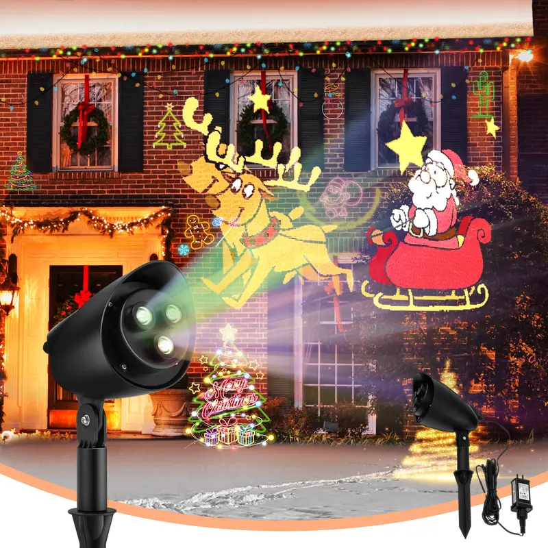 Outdoor Holiday Projector Light – Animated LED Santa Claus on Sleigh Display