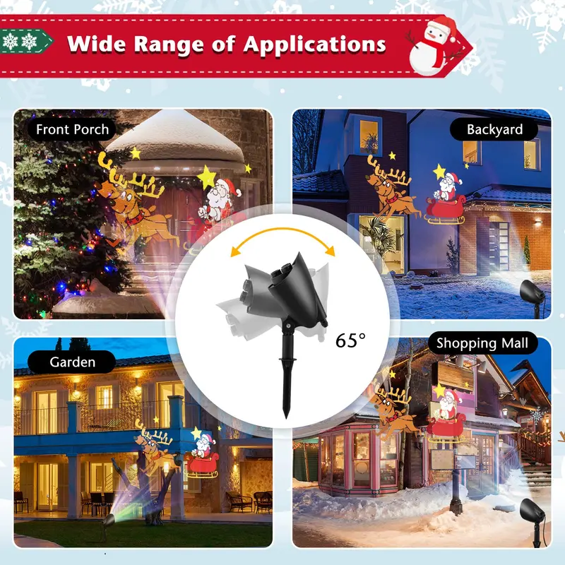 Outdoor Holiday Projector Light – Animated LED Santa Claus on Sleigh Display