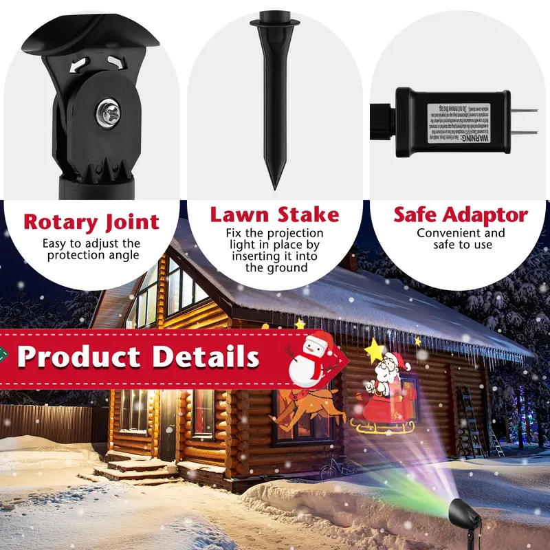 Outdoor Holiday Projector Light – Animated LED Santa Claus on Sleigh Display