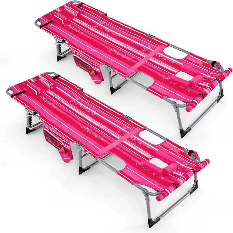 Outdoor Lounge Chair with 5-Position Recline, Face and Arm Cutouts for Sunbathing