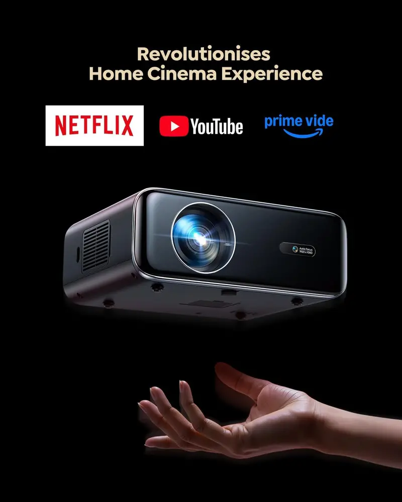 Outdoor-Optimized Smart Projector — 4K Support, Official Streaming Apps, Dual-Band WiFi & Bluetooth 2