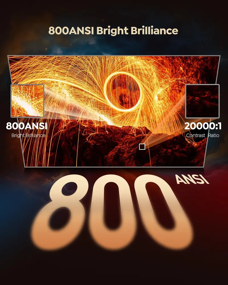 Outdoor-Optimized Smart Projector — 4K Support, Official Streaming Apps, Dual-Band WiFi & Bluetooth