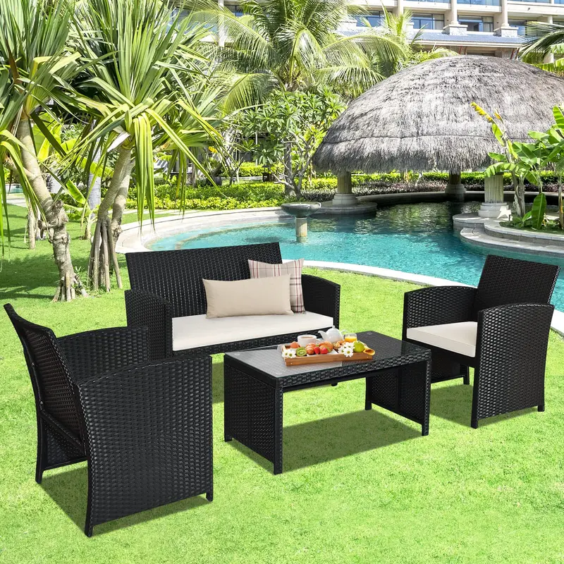 Outdoor Rattan Patio Sofa Set – Wicker Conversation Seating for Balconies and Decks 2