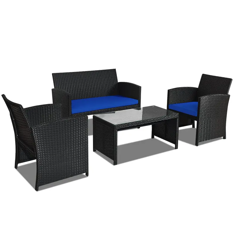 Outdoor Rattan Patio Sofa Set – Wicker Conversation Seating for Balconies and Decks