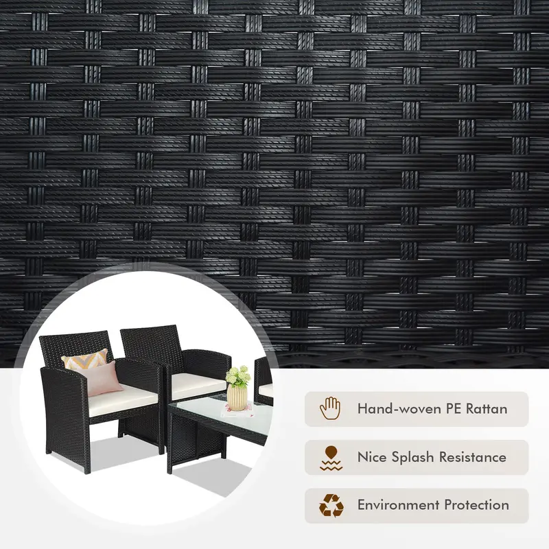 Outdoor Rattan Patio Sofa Set – Wicker Conversation Seating for Balconies and Decks