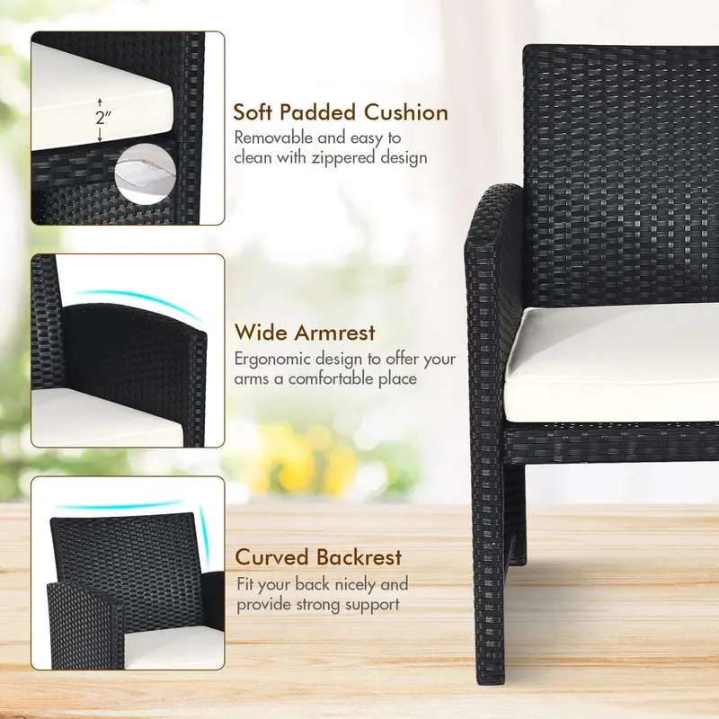 Outdoor Rattan Patio Sofa Set – Wicker Conversation Seating for Balconies and Decks
