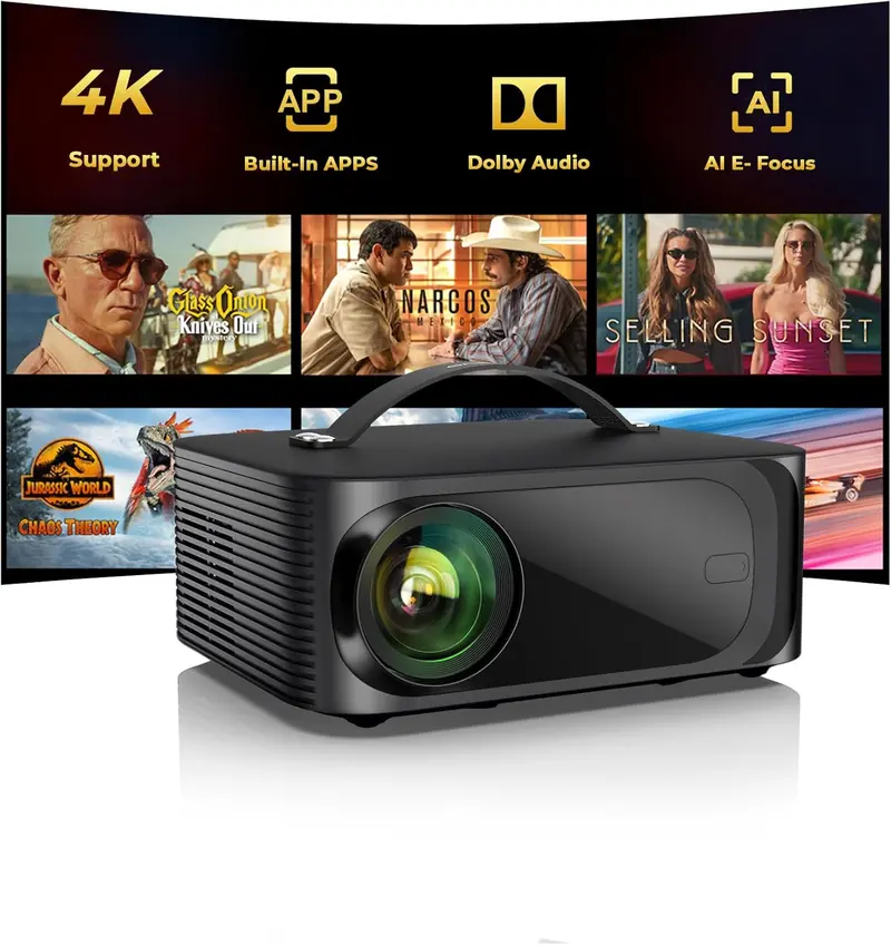 Outdoor-Ready 4K Smart Projector: AI Auto Focus, 3200 ANSI Lumens, Preloaded Streaming Apps 2