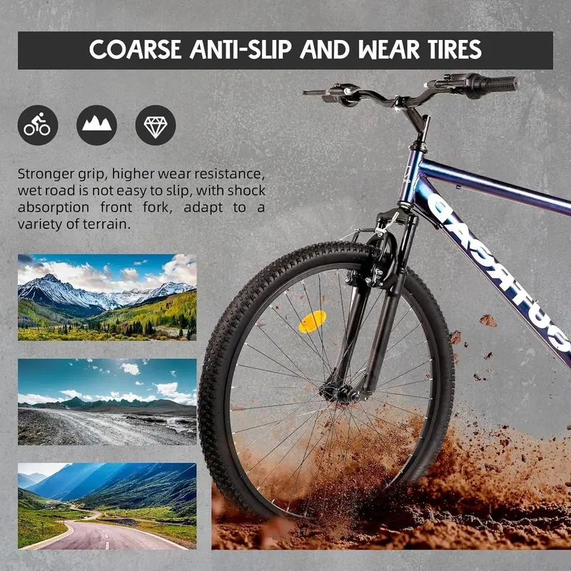 Outroad 26-Inch 21-Speed Mountain Bike – Dual Disc/V-Brake Hybrid, Adjustable Ergonomic Seat, Rapid Assembly 2